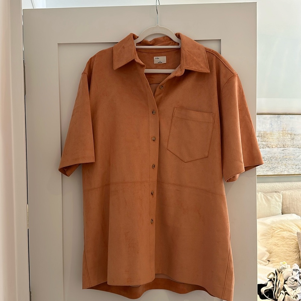 le fou wilfred suede short sleeve button up